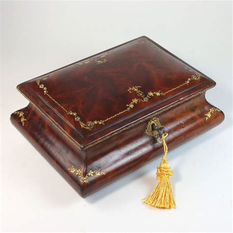 leather steel bound box|A German gilt tooled leather and steel bound missal box .